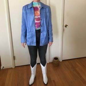 Juliana Collezione 80s/90s blue leather blazer